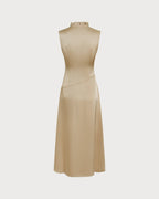 Ruffled Midi Dress in Apricot
