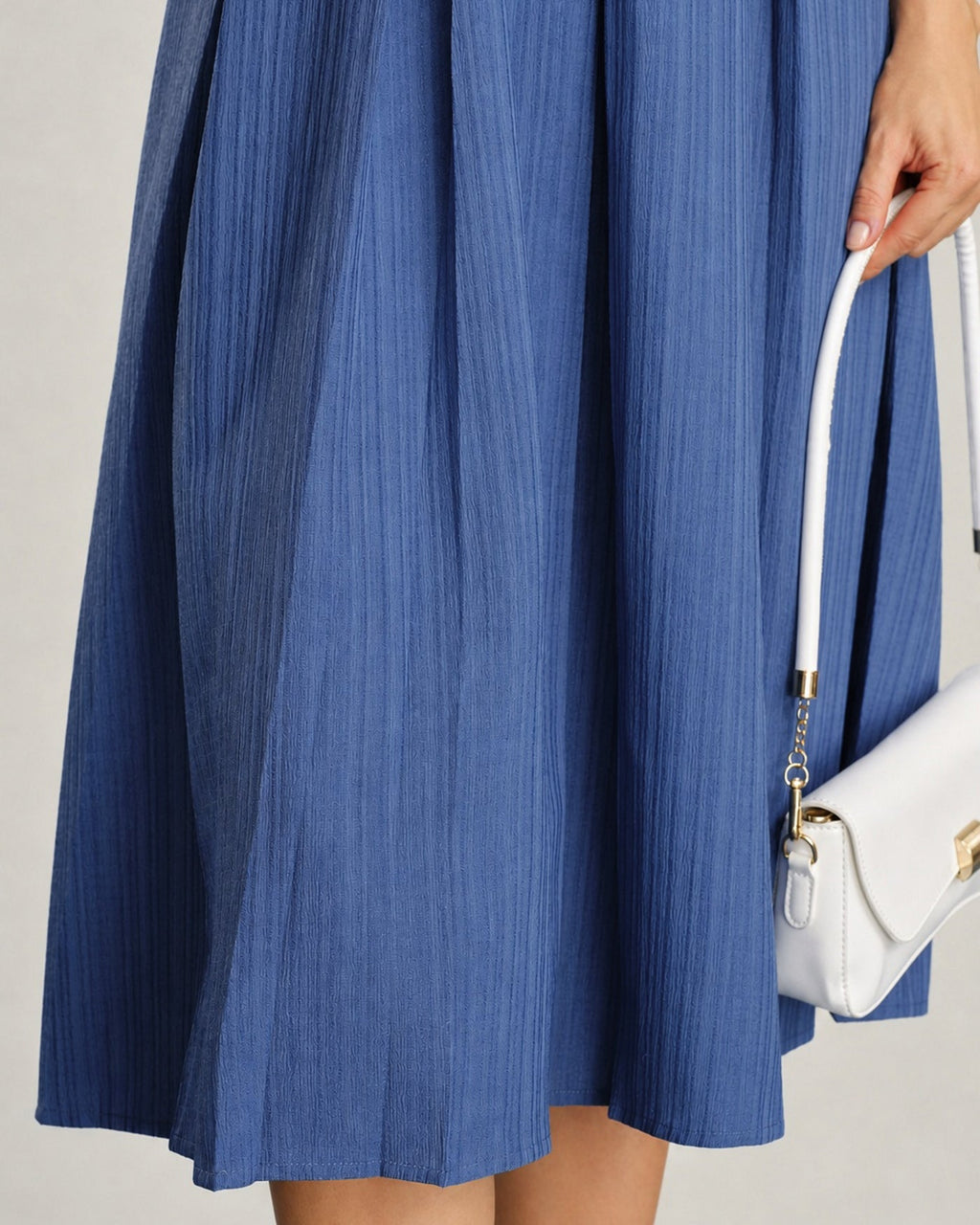 Blue Collar Button-Up Midi Dress