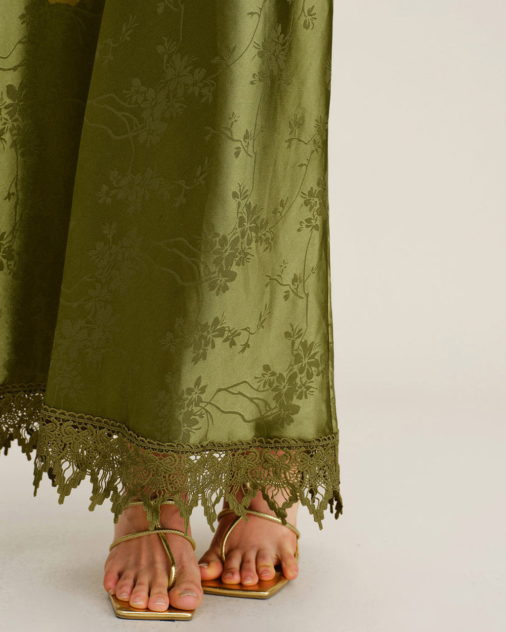 Maxi Dress with Green Jacquard Corset Design