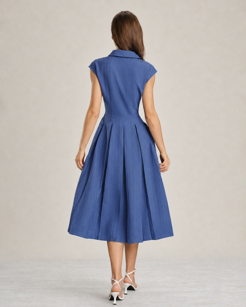 Blue Collar Button-Up Midi Dress