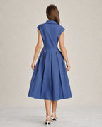 Blue Collar Button-Up Midi Dress
