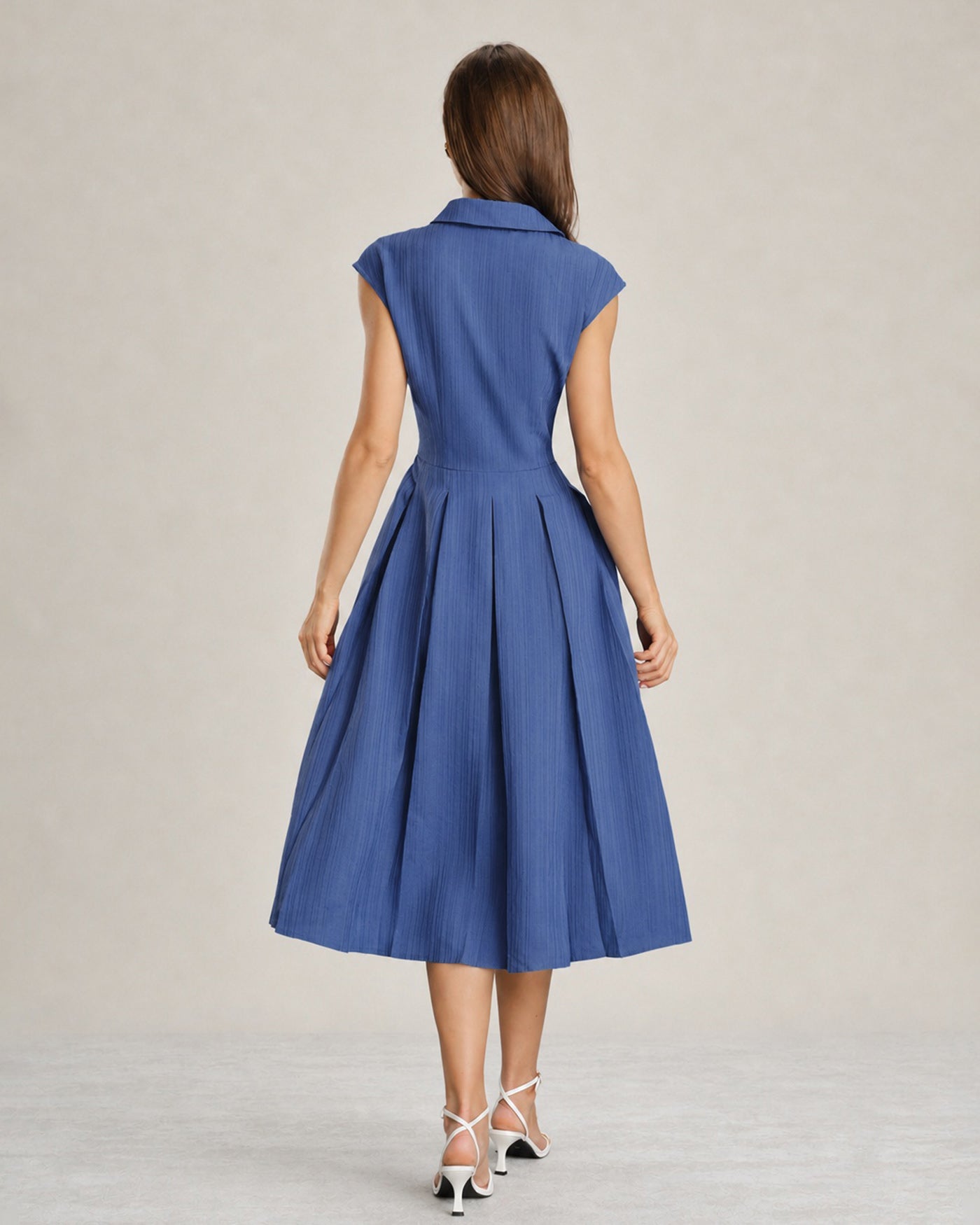 Blue Collar Button-Up Midi Dress