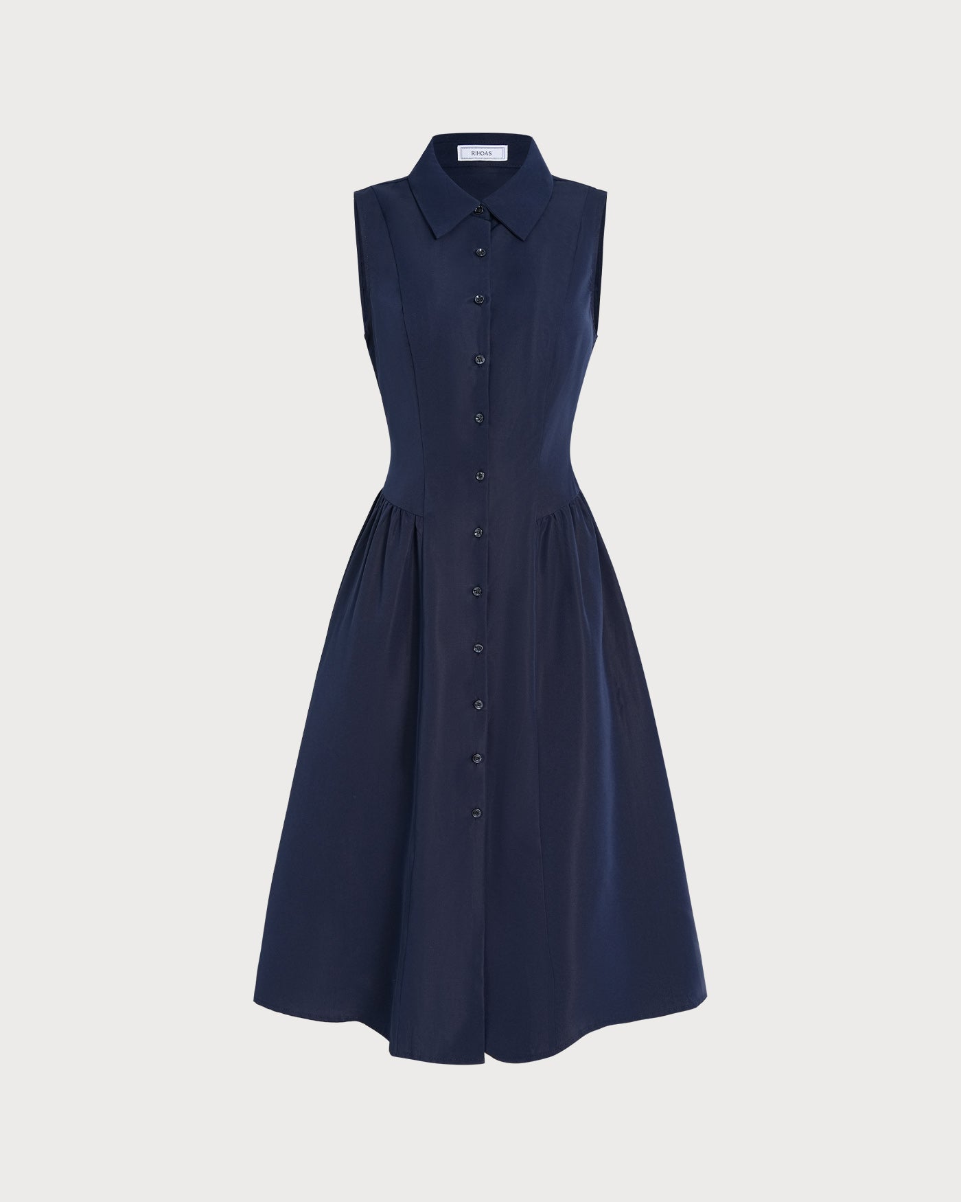 Blue Collar Button-Up Midi Dress