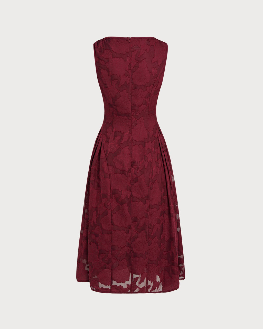 Crimson Jacquard Chiffon Midi Dress
