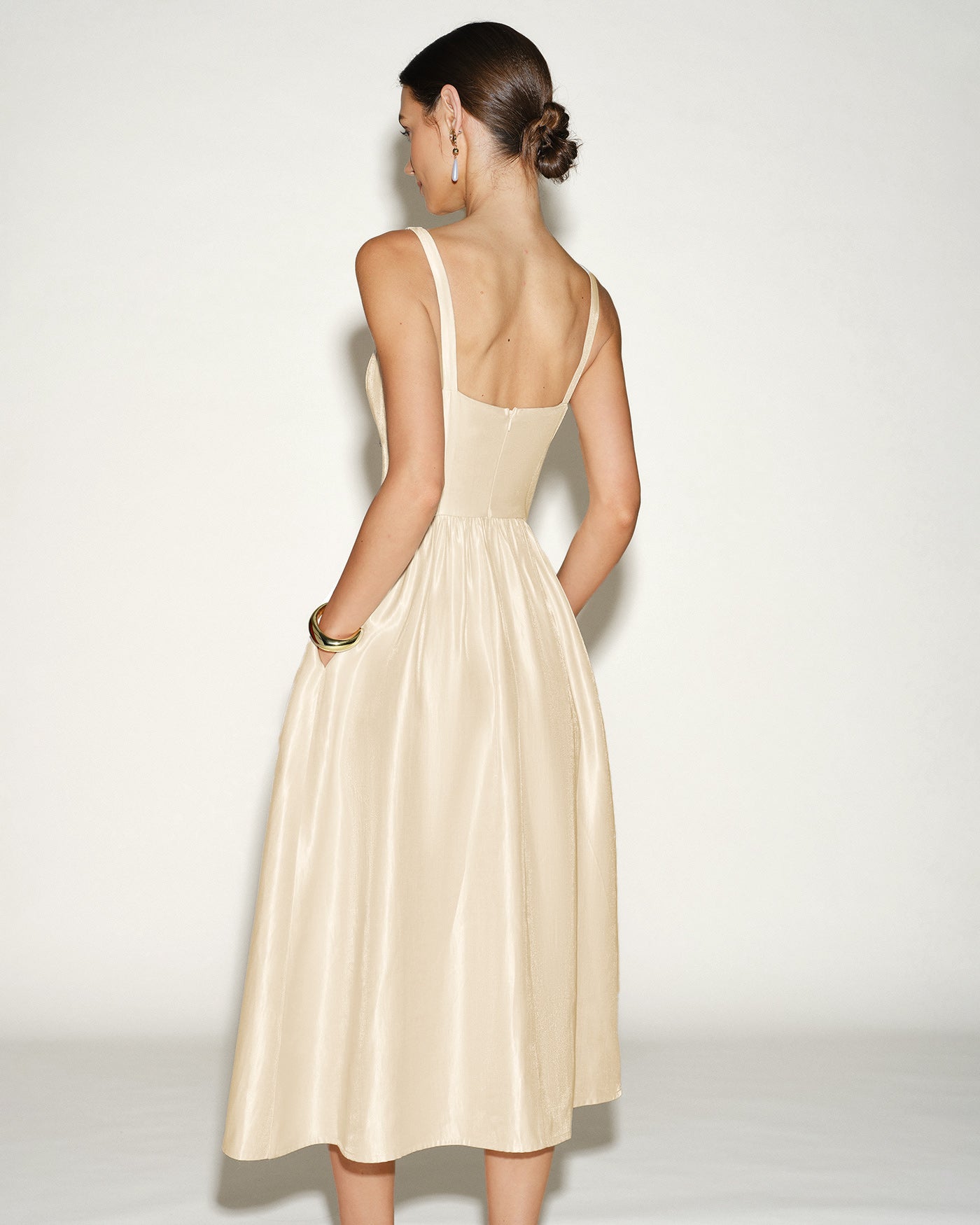 Apricot Zippered Midi Dress