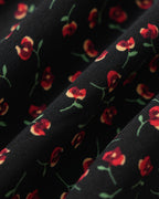 Floral Midi Dress with Black Square Neck and Butterfly Sleeves