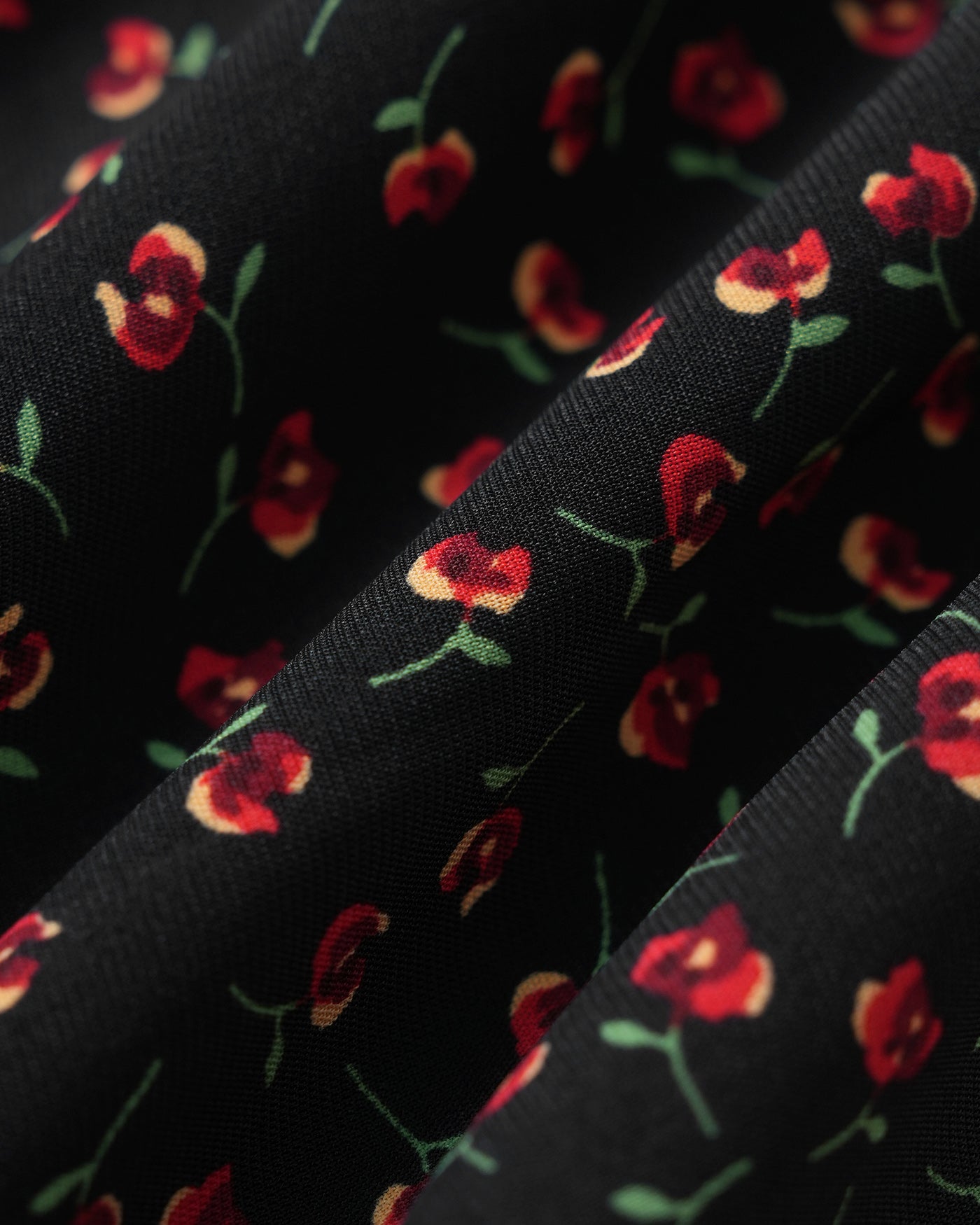 Floral Midi Dress with Black Square Neck and Butterfly Sleeves