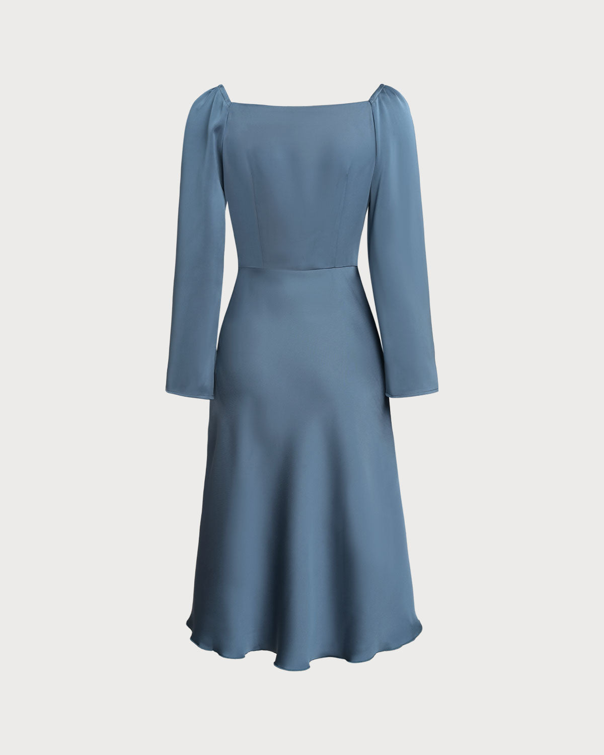 Blue A-Line Midi Dress with Cowl Neck