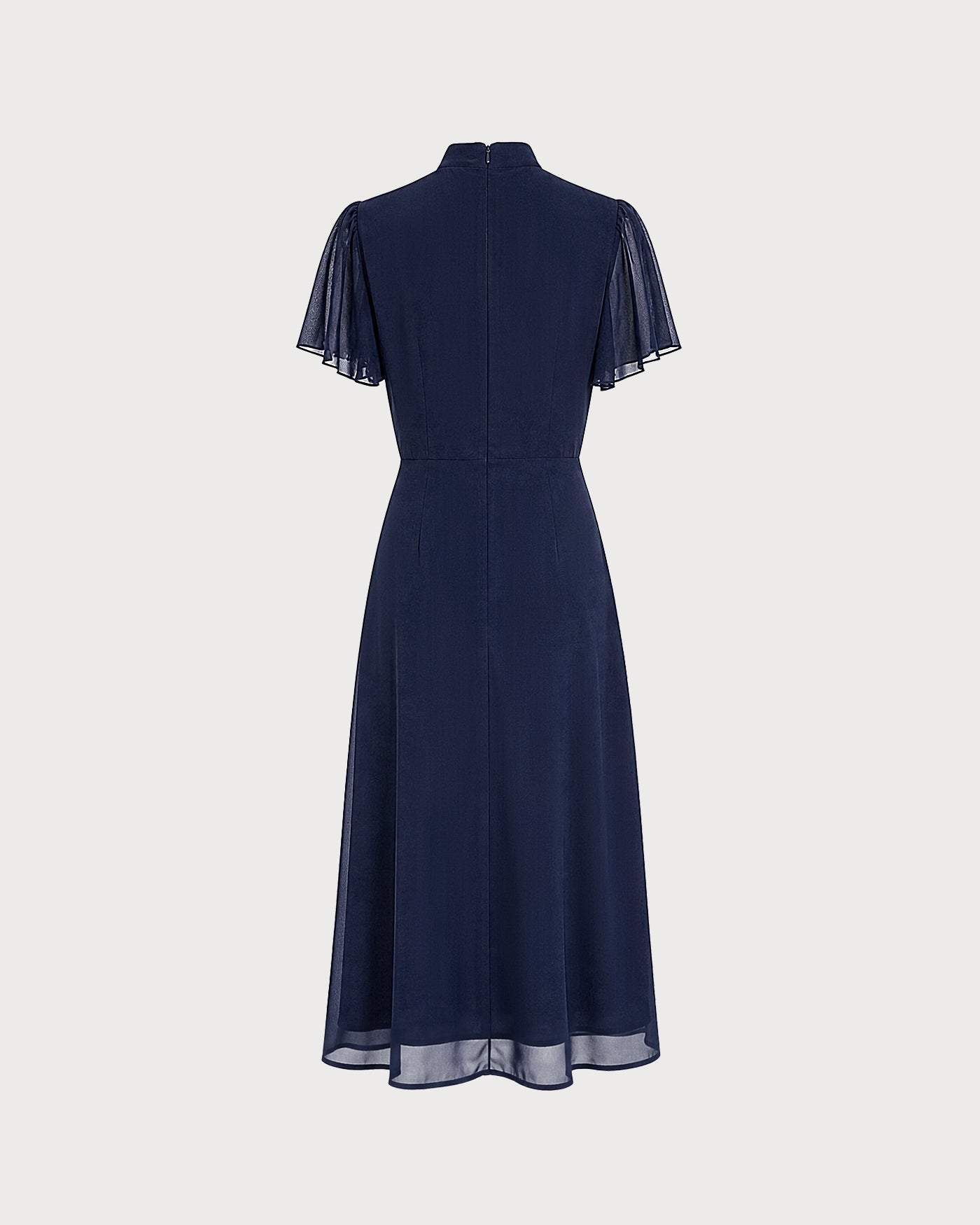 Blue Turtle Print Midi Dress with Butterfly Sleeves