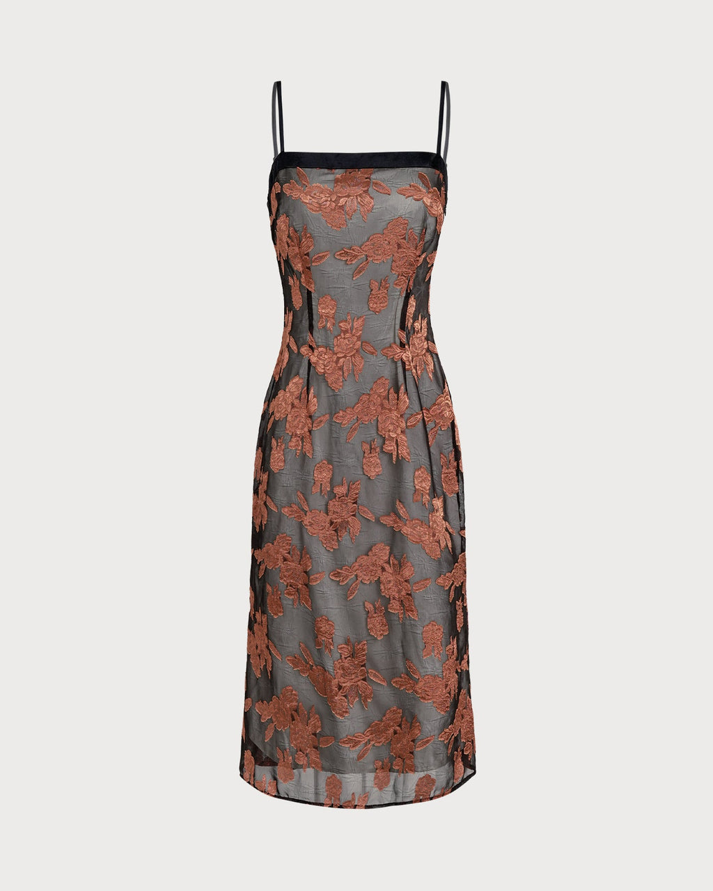 Caramel Floral Print Midi Dress