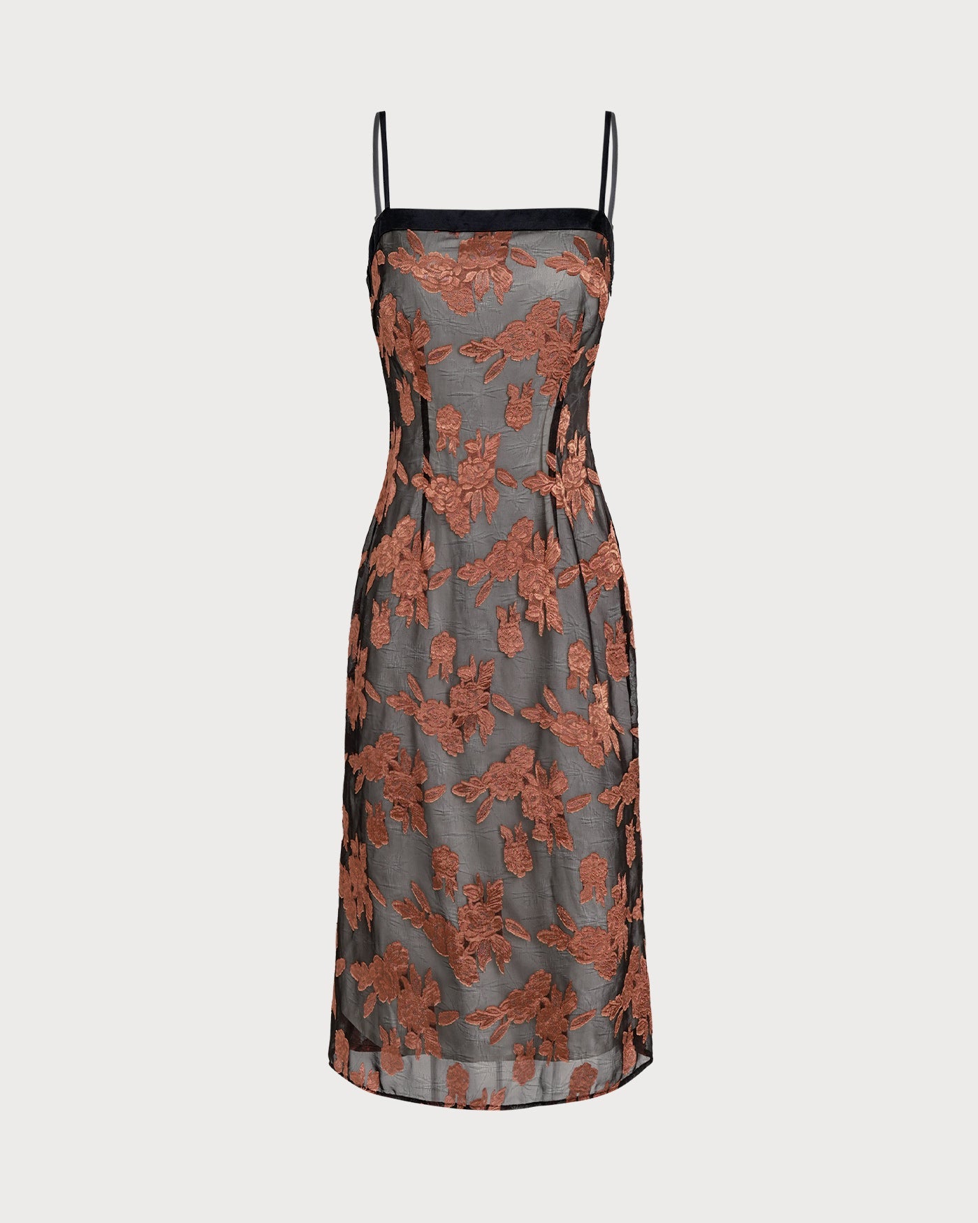 Caramel Floral Print Midi Dress