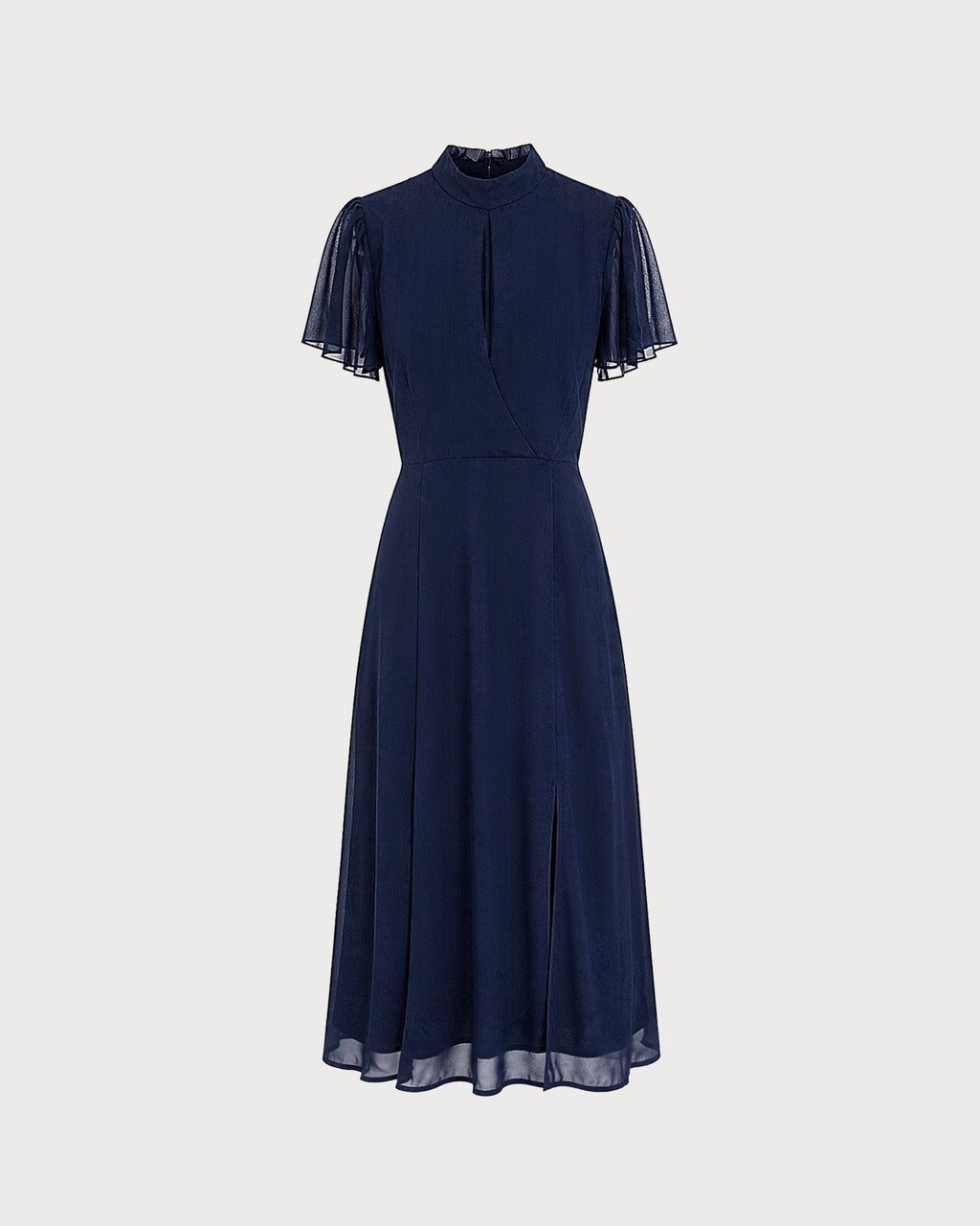 Blue Turtle Print Midi Dress with Butterfly Sleeves