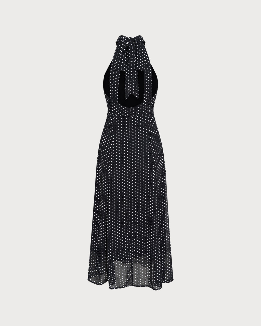 Polka Dot Halter Midi Dress in Black