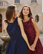 Crimson Jacquard Chiffon Midi Dress