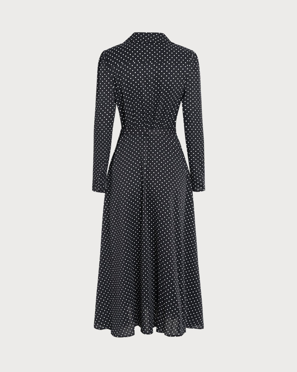 Polka Dot Midi Dress with Black Collar
