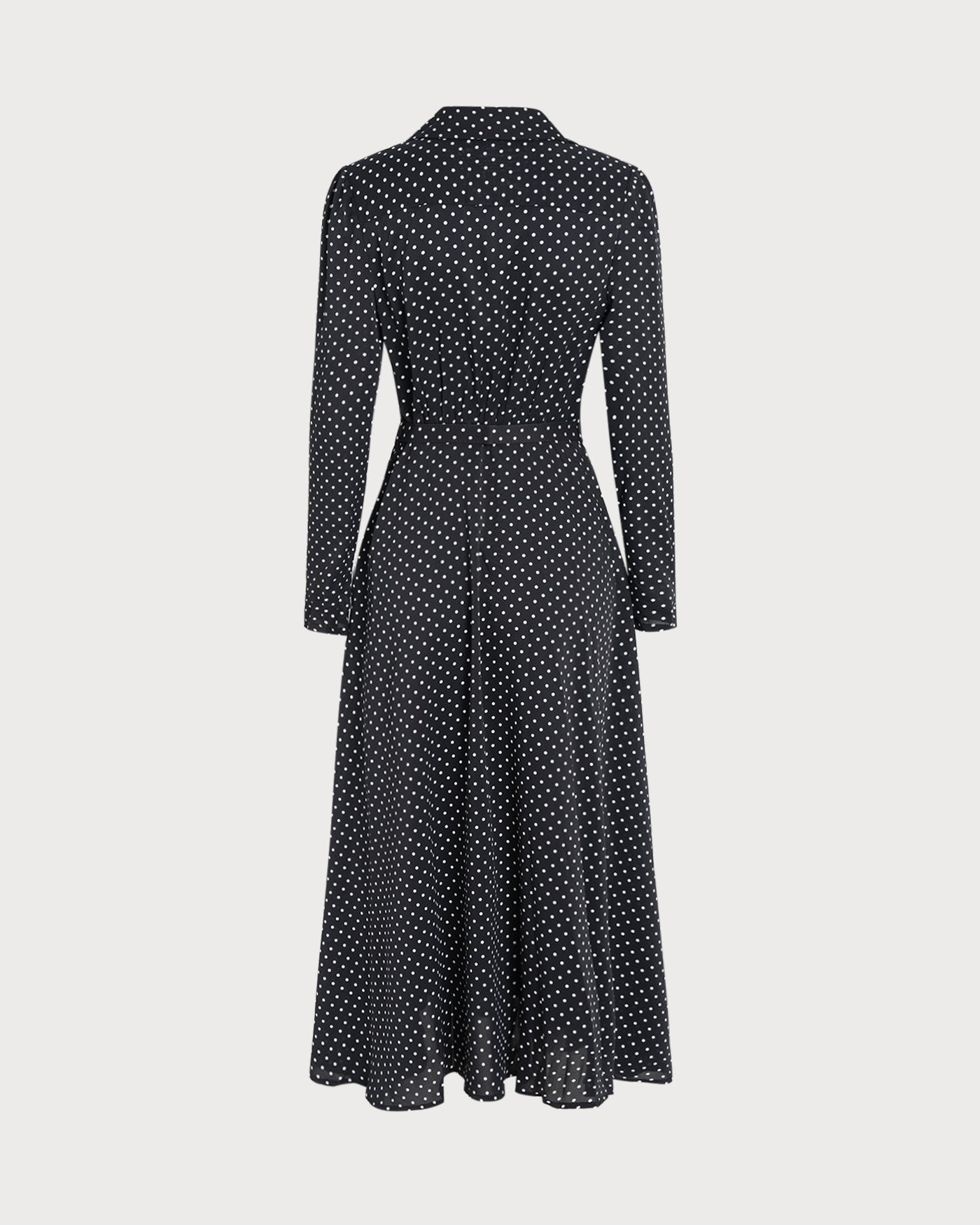 Polka Dot Midi Dress with Black Collar