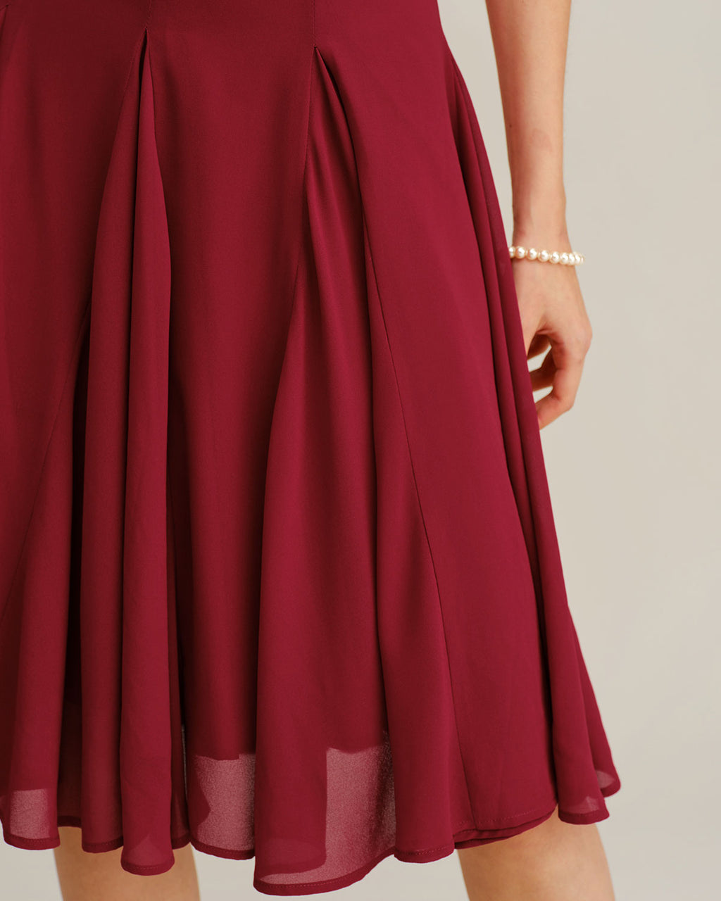 Red Chiffon A-Line Midi Slip Dress