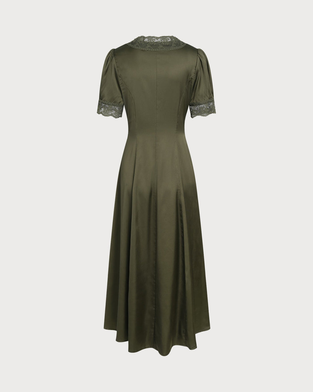 Emerald Lace Satin Midi Dress