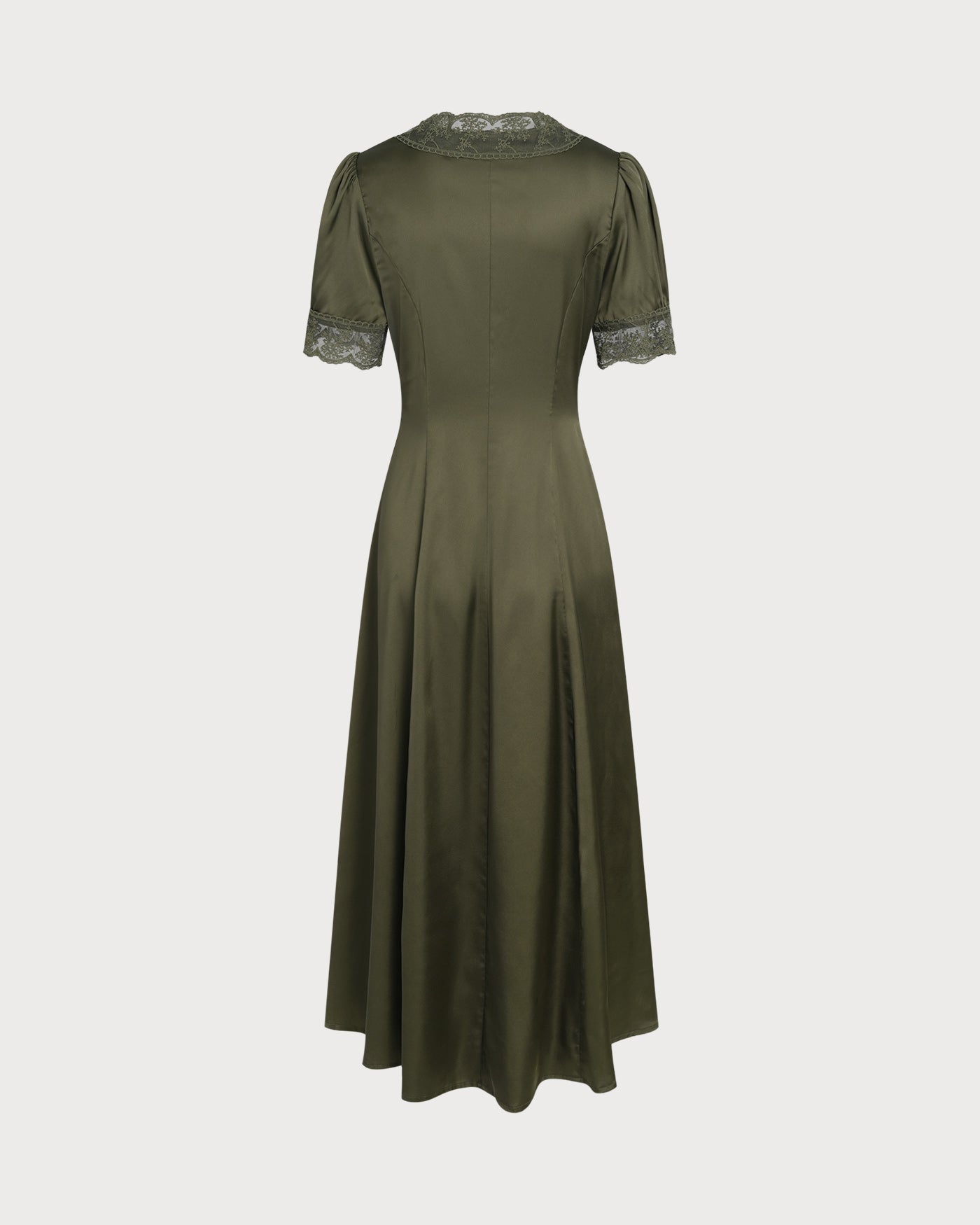Emerald Lace Satin Midi Dress