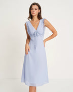 V-Neck Midi Dress in Blue