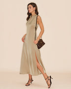 Ruffled Midi Dress in Apricot