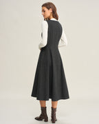 Sleeveless Midi Dress in Grey Tweed