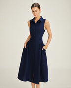 Blue Collar Button-Up Midi Dress