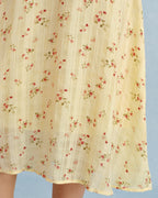Floral Midi Dress with V-Neck in Yellow