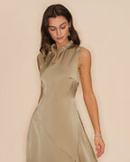Ruffled Midi Dress in Apricot