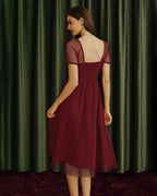 Red Polka Dot Midi Dress with Sweetheart Neckline