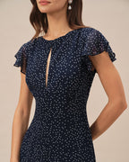 Polka Dot Midi Dress in Blue