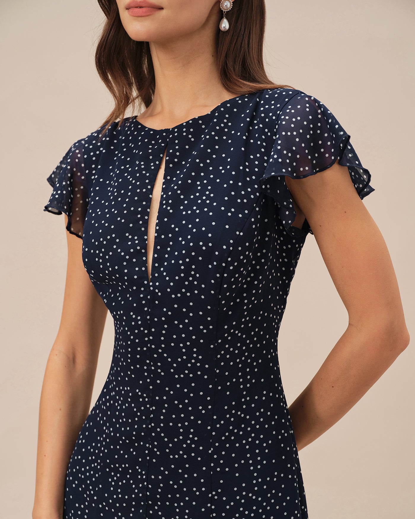 Polka Dot Midi Dress in Blue