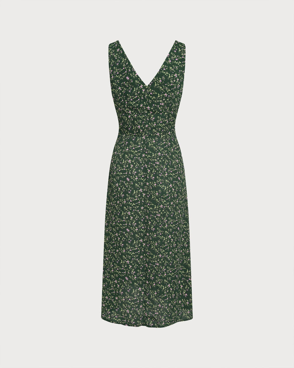 Floral Midi Dress with V-Neck in Green