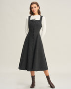 Sleeveless Midi Dress in Grey Tweed