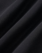 Black Midi Dress with V-Neck and Puffed Sleeves