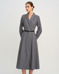 Charcoal A-Line Midi Dress with Button Detail