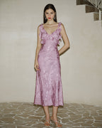 Maxi Dress in Purple Jacquard Fabric