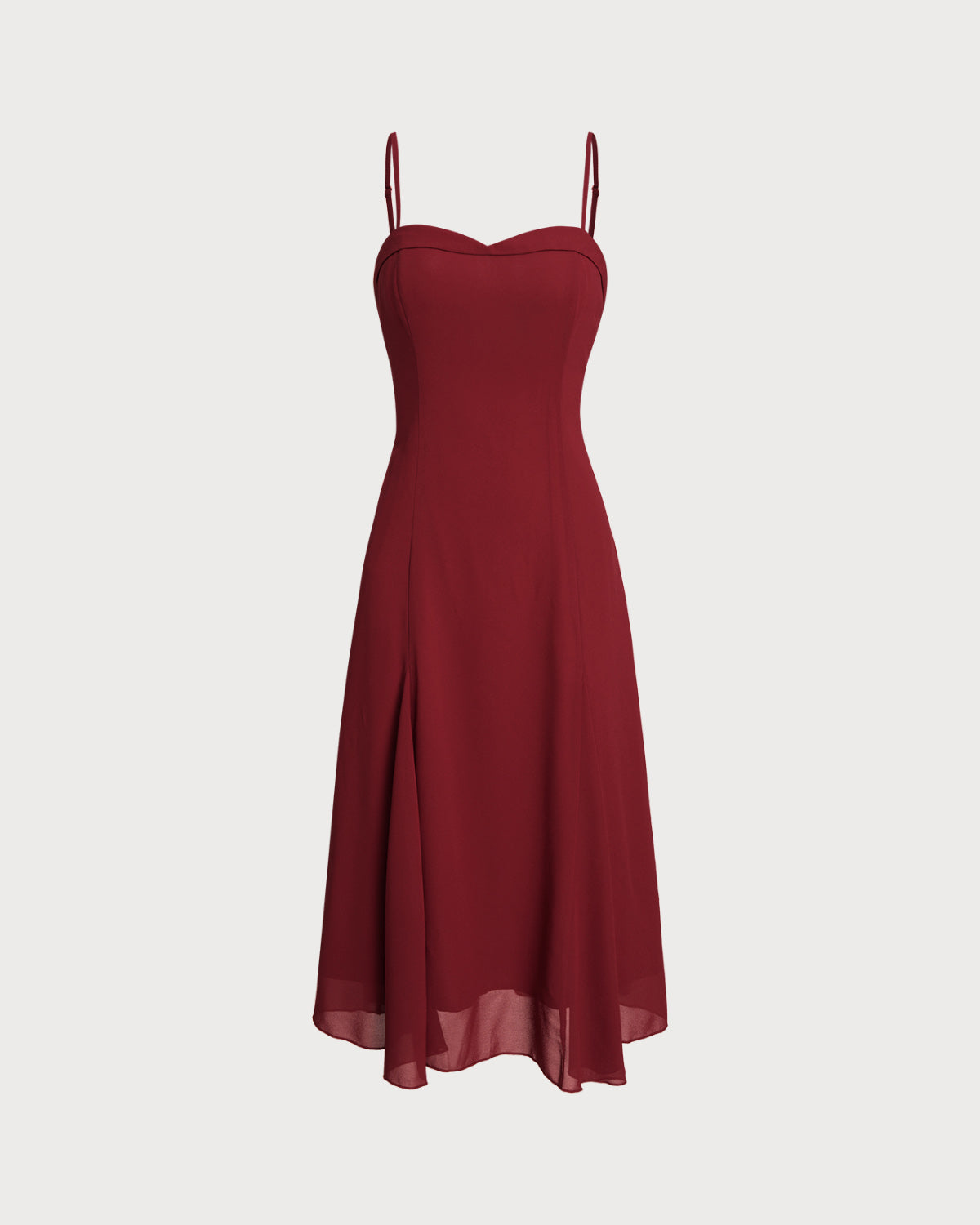 Crimson A-Line Corset Midi Dress