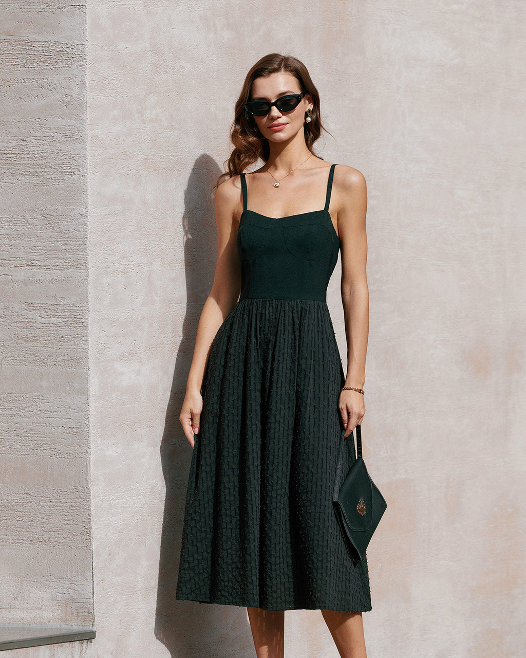 Black Midi Dress with Sweetheart Neckline