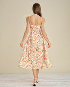 Floral Ruched A-Line Midi Dress