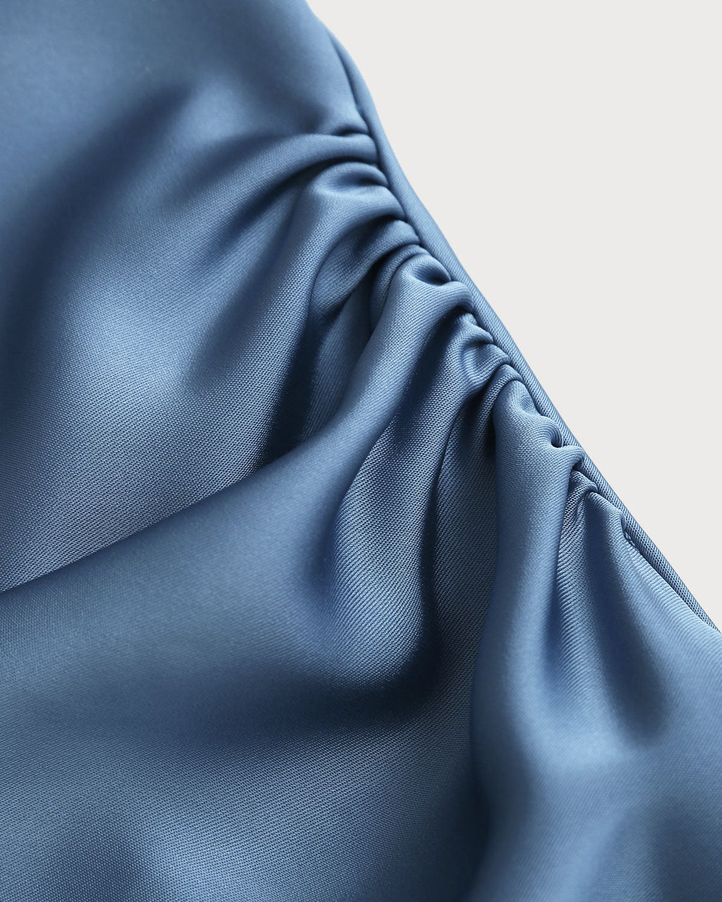 Blue Satin Boat Neck Midi Slip Dress