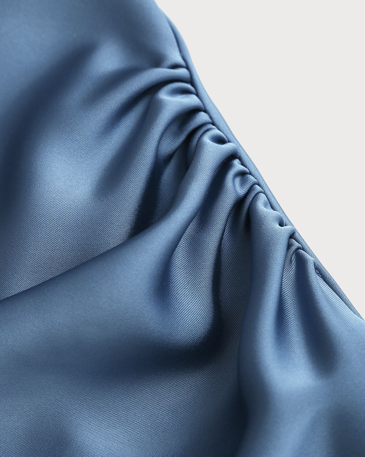 Blue Satin Boat Neck Midi Slip Dress