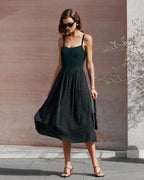 Black Midi Dress with Sweetheart Neckline