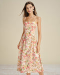 Floral Ruched A-Line Midi Dress