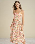 Floral Ruched A-Line Midi Dress
