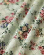 Pleated Midi Dress with Sweetheart Neckline in Green Floral Print