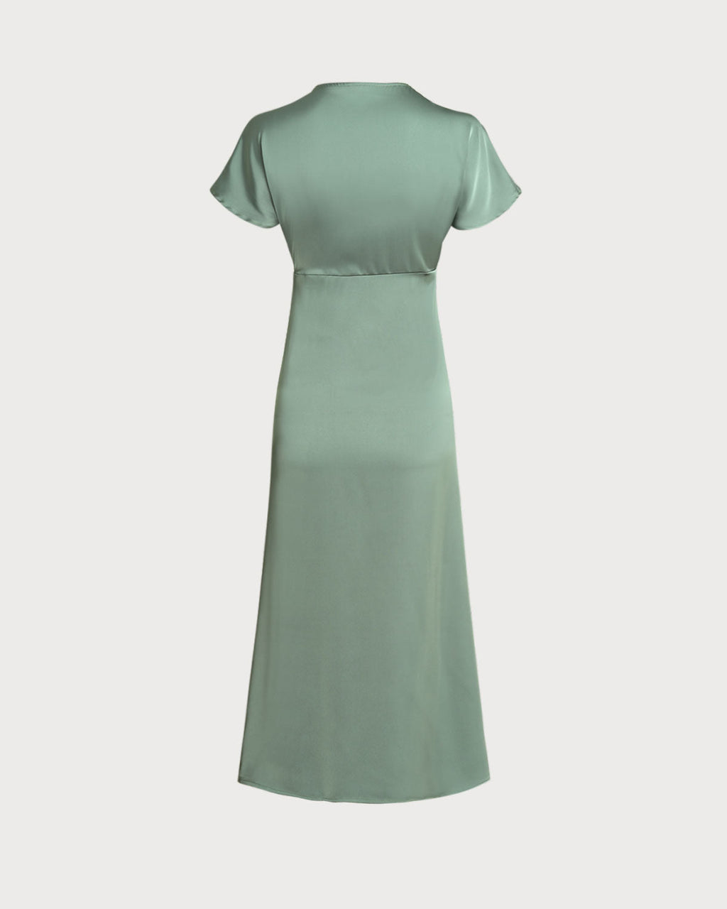 Emerald Satin V-Neck A-Line Midi Dress
