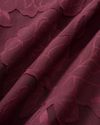 Wine Red Jacquard Midi Dress with Slit