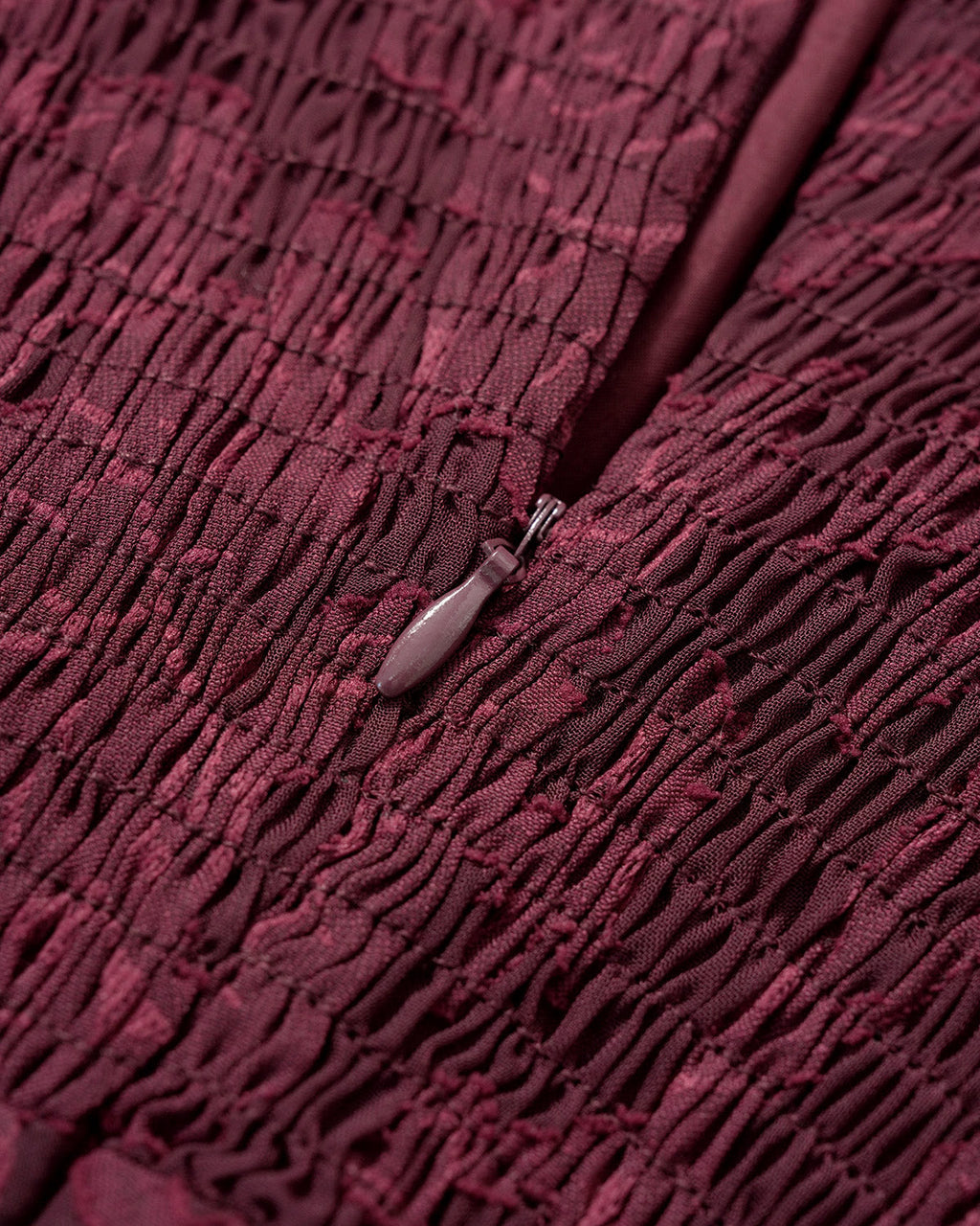 Wine Red Jacquard Midi Dress with Slit