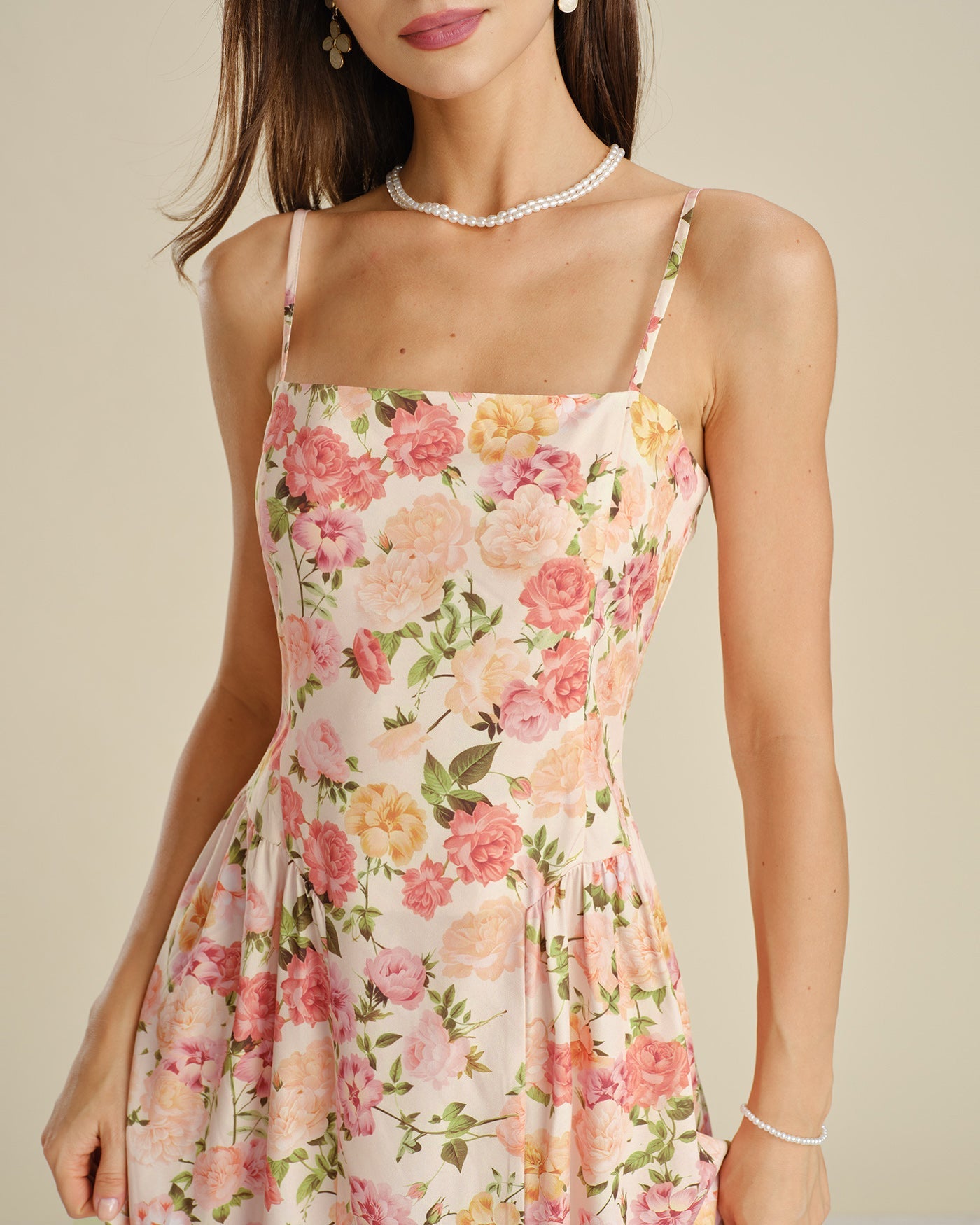 Floral Ruched A-Line Midi Dress